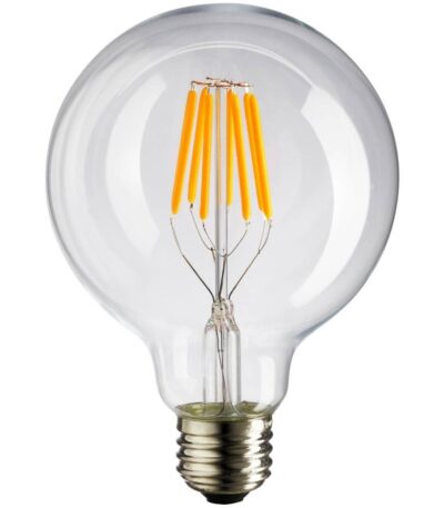 LED Filament Λάμπα E27 G125 12W 1200 lm Διάφανο Γυαλί Θερμό Λευκό 2800K