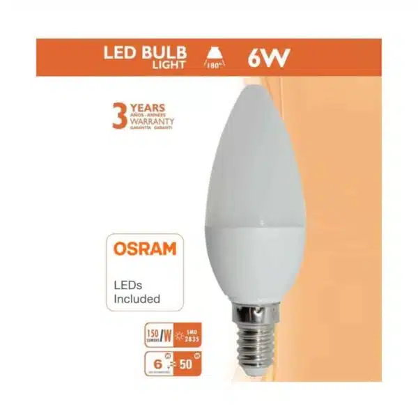 Osram chip Κεράκι LED E14 6W 220 240V 2