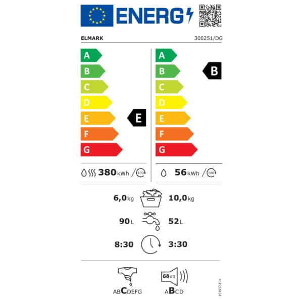 ELMARK Πλυντήριο Ρούχων EL-1468DPH WASHER+DRYER 10KG BLDC MOTOR GR | 682,19 €