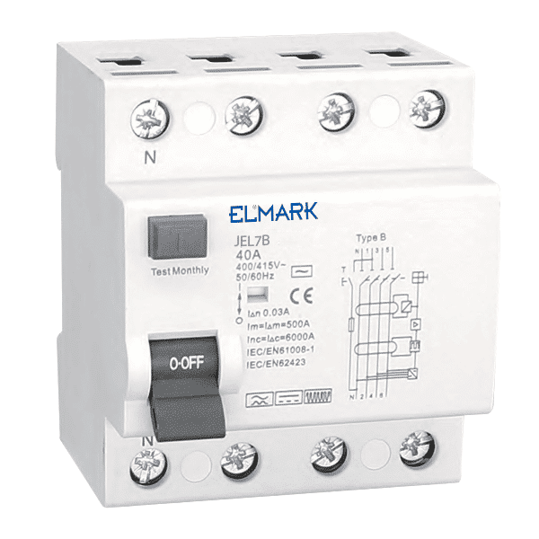 ΡΕΛΕ ΔΙΑΡΡΟΗΣ ΗΛΕΚΤΡΟΜΑΓΝΗΤΙΚΟ RCCB JEL7B 10kA 4P ΤΥΠΟΥ B 63A/30mA