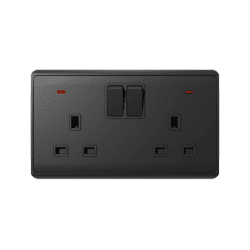 LONDON DOUBLE SOCKET WITH 1P BUTTON SWITCH NEON AN