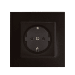 GERMAN TYPE SOCKET 16A GLASS FRAME BLACK+C. BOX