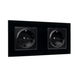 GERMAN TYPE DOUBLE SOCKET 16A GLASS FRAME BLACK