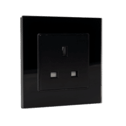 UK TYPE SOCKET 13A GLASS FRAME BLACK