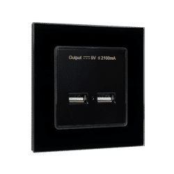 DOUBLE USB SOCKET GLASS FRAME BLACK