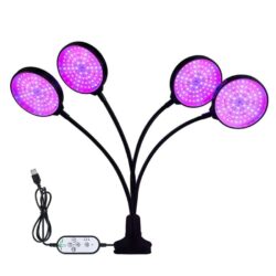 Grow Light LED Ανάπτυξης Φυτών Γλάστρας με 4 Κινούμενες Κεφαλές με Βάση Μανταλάκι