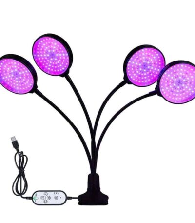 Grow Light LED Ανάπτυξης Φυτών Γλάστρας με 4 Κινούμενες Κεφαλές με Βάση Μανταλάκι