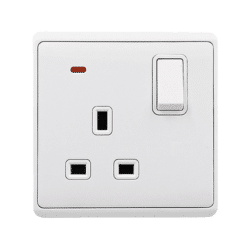 LONDON SINGLE SOCKET WITH 1P BUTTON SWITCH NEON WH