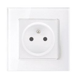 FRENCH TYPE SOCKET 16A GLASS FRAME WHITE+C. BOX