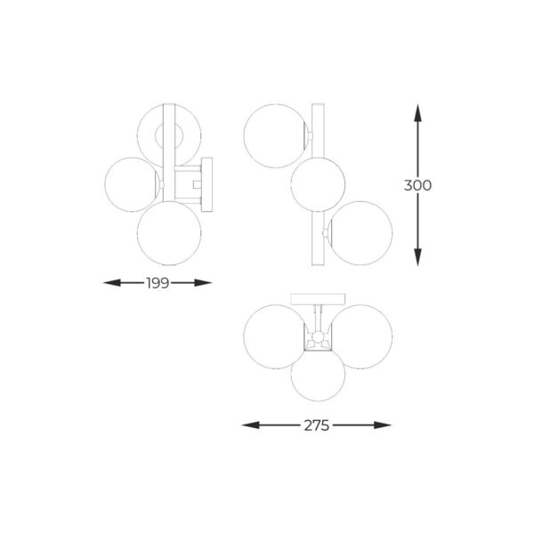 ZUMA LINE WALL LAMP MOLECULE W0454-03U-F7AA 3XG9 G | 113,23 €